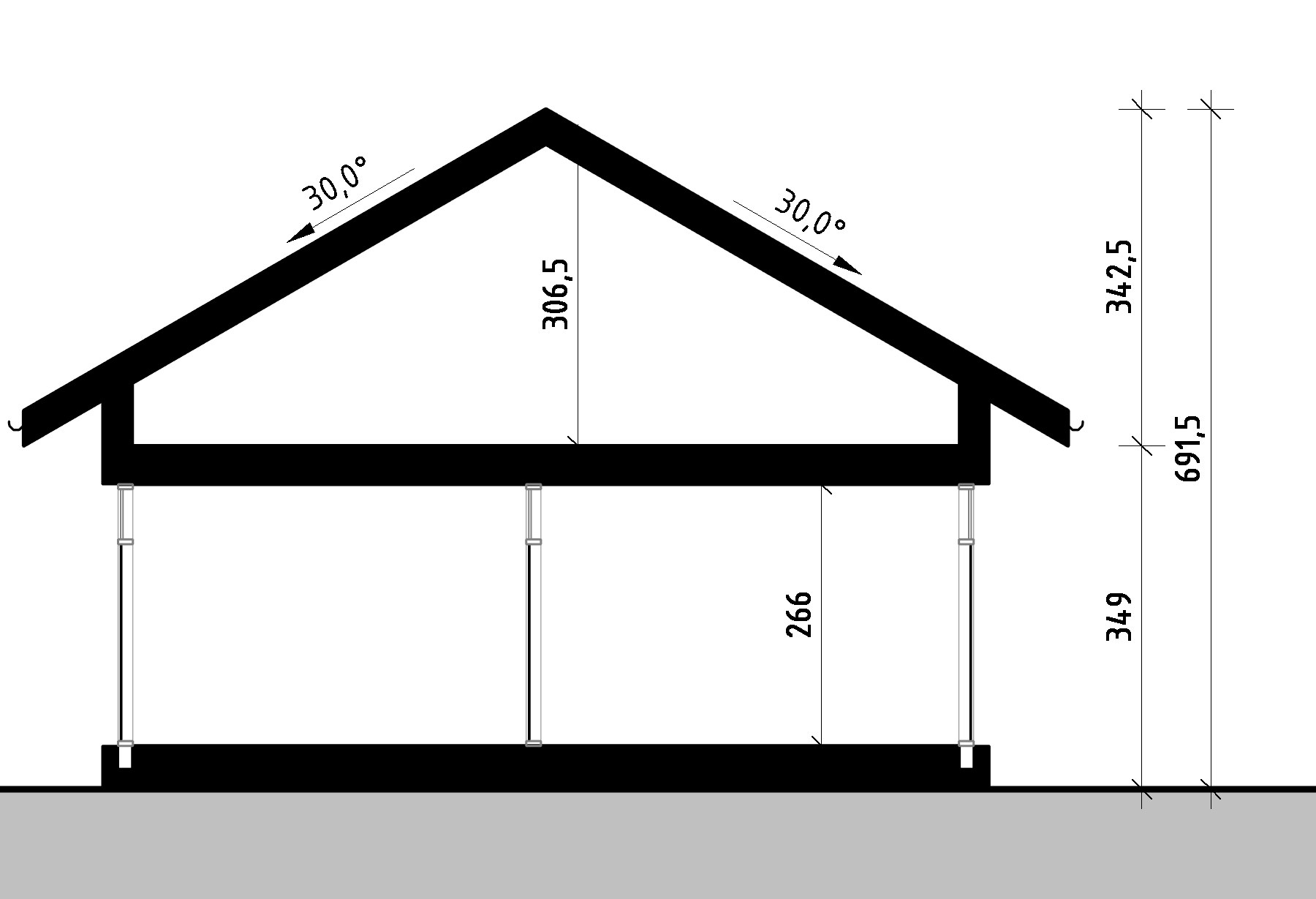 Projekt domu 331 Amfilada-1 – przekrój poprzeczny 1